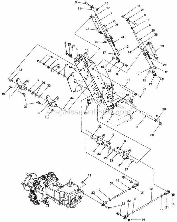 Drive Controls And Support Tower Diagram and Parts List for Z48L 53AC365M100, 53BA1D5M100 Cub Cadet Lawn Mower